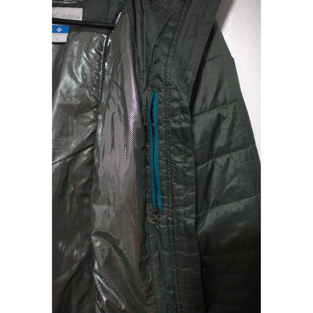 Columbia Mens Small Green Insulated Quilted Puffer Jacket Hooded - Picture 6 of 7